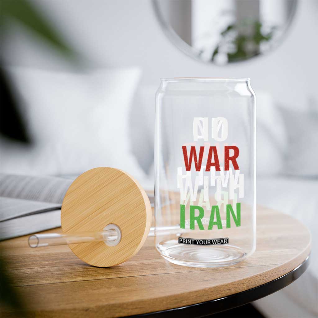 No War With Iran Glass Can Anti War Political Protest Statement TS12 Print Your Wear