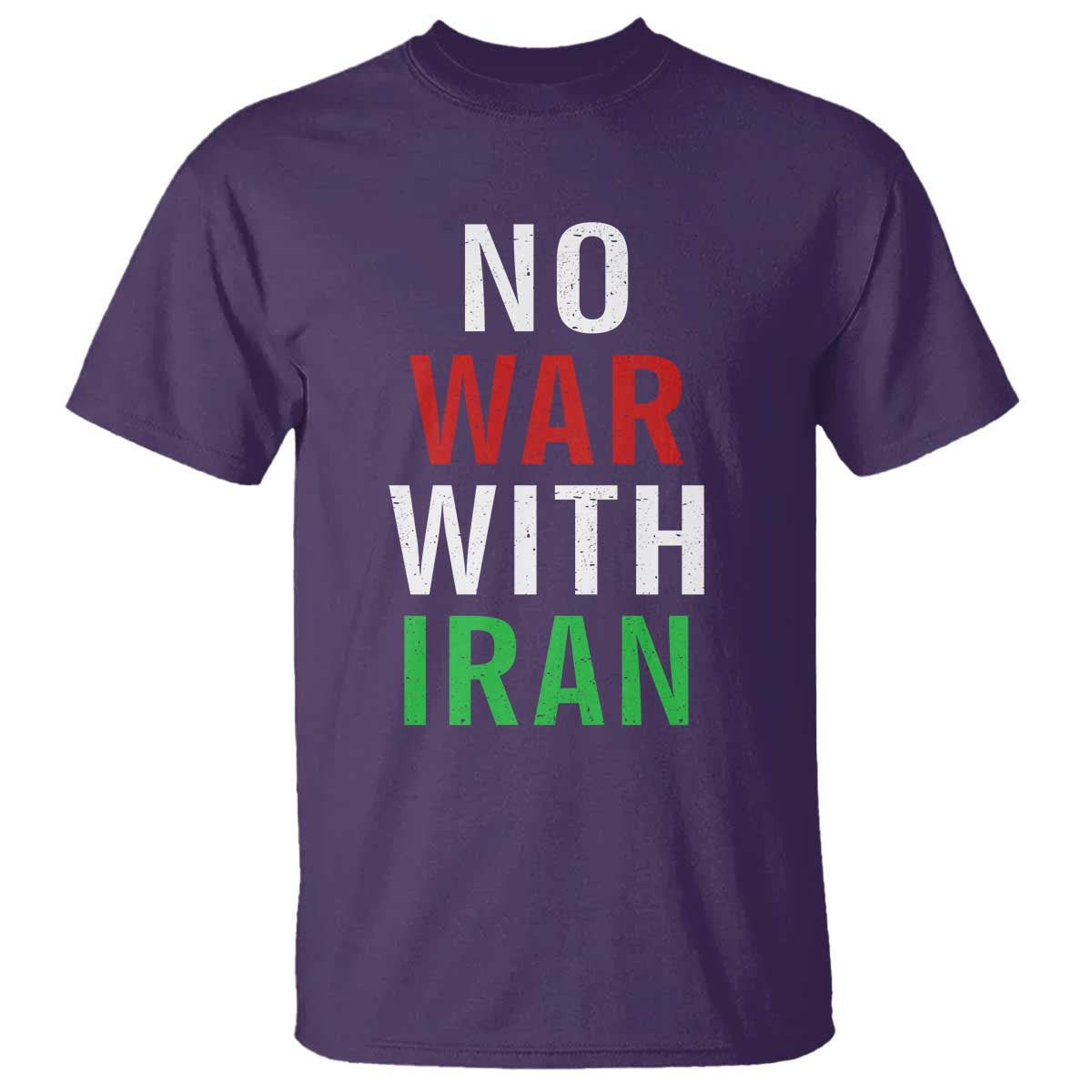 No War With Iran T Shirt Anti War Political Protest Statement TS12 Purple Print Your Wear
