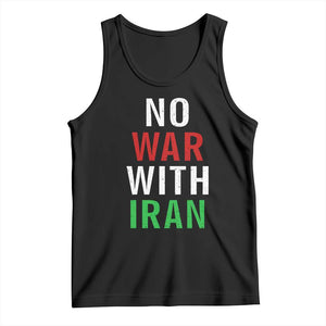 No War With Iran Tank Top Anti War Political Protest Statement TS12 Black Print Your Wear