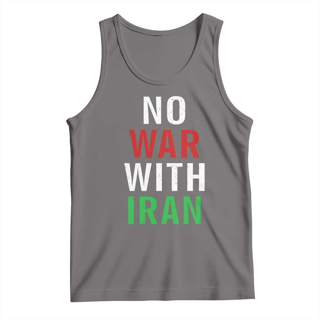No War With Iran Tank Top Anti War Political Protest Statement TS12 Deep Heather Print Your Wear