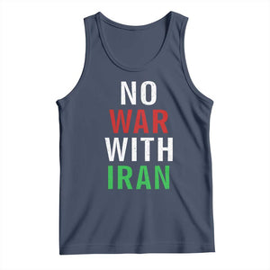 No War With Iran Tank Top Anti War Political Protest Statement TS12 Navy Print Your Wear