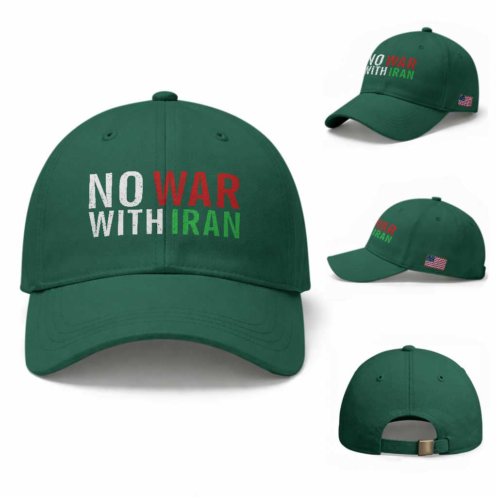 No War With Iran Baseball Cap Anti War Protest Apparel Gift TS12 Baseball Cap Universal Fit Irish Green Print Your Wear