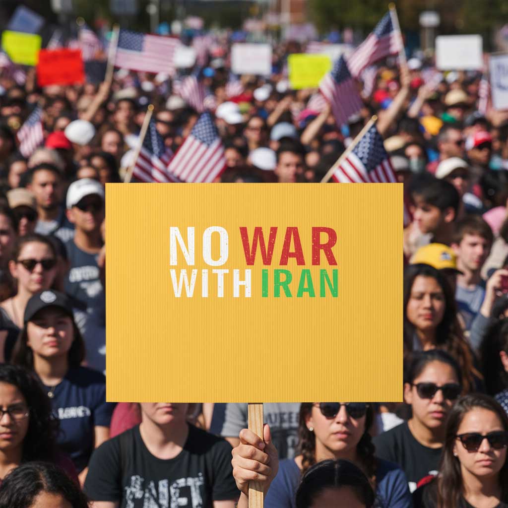 No War With Iran Protest Sign Anti War Protest Apparel Gift TS12 Horizontal 18