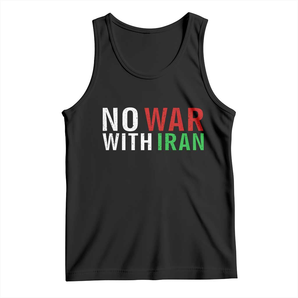No War With Iran Tank Top Anti War Protest Apparel Gift TS12 Black Print Your Wear