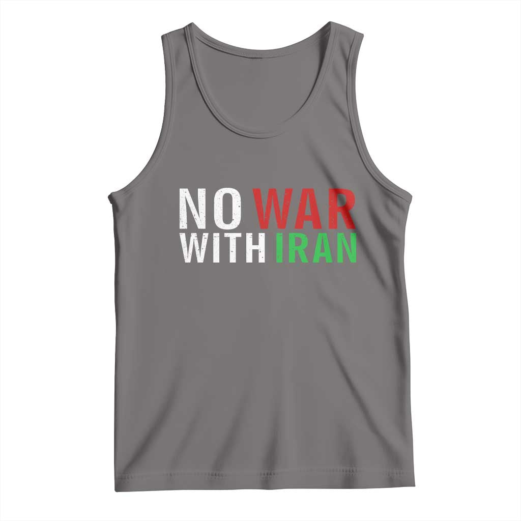 No War With Iran Tank Top Anti War Protest Apparel Gift TS12 Deep Heather Print Your Wear