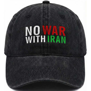 No War With Iran Washed Cotton Baseball Cap Anti War Protest Apparel Gift TS12 Print Your Wear