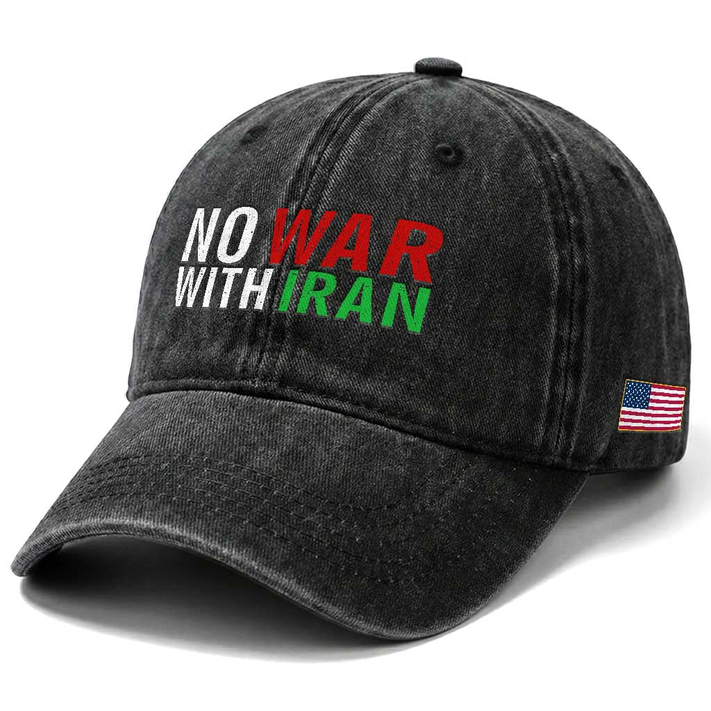 No War With Iran Washed Cotton Baseball Cap Anti War Protest Apparel Gift TS12 Print Your Wear