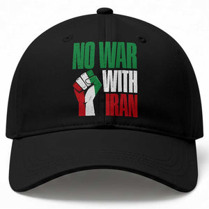 No War With Iran Baseball Cap Peace Activist Gift TS12 Print Your Wear