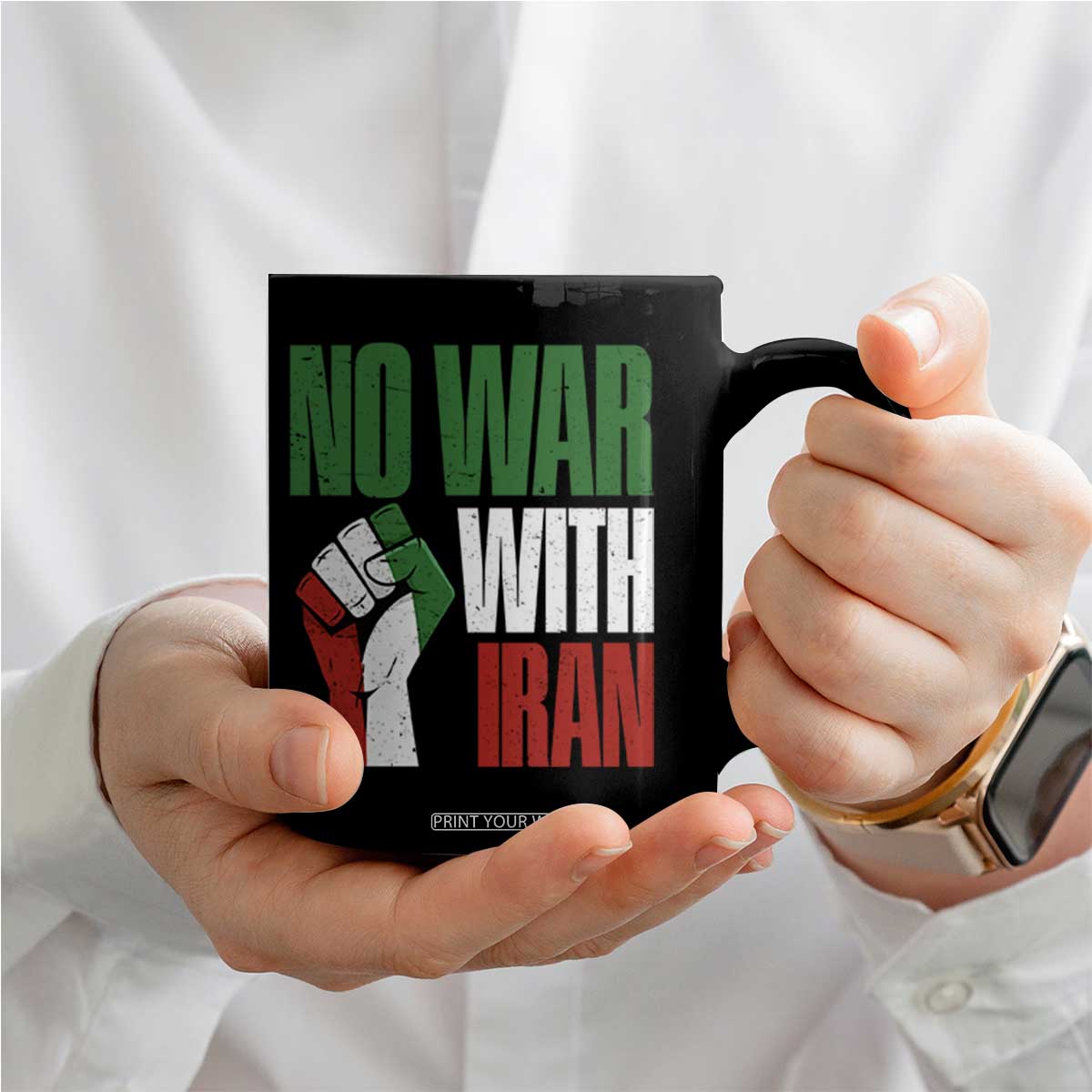 No War With Iran Coffee Mug Peace Activist Gift TS12 Print Your Wear