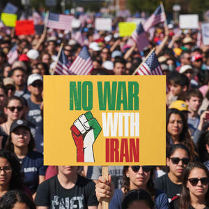No War With Iran Protest Sign Peace Activist Gift TS12 Horizontal 18" × 24" Yellow Print Your Wear