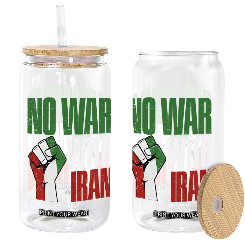 No War With Iran Glass Can Peace Activist Gift TS12 Print Your Wear