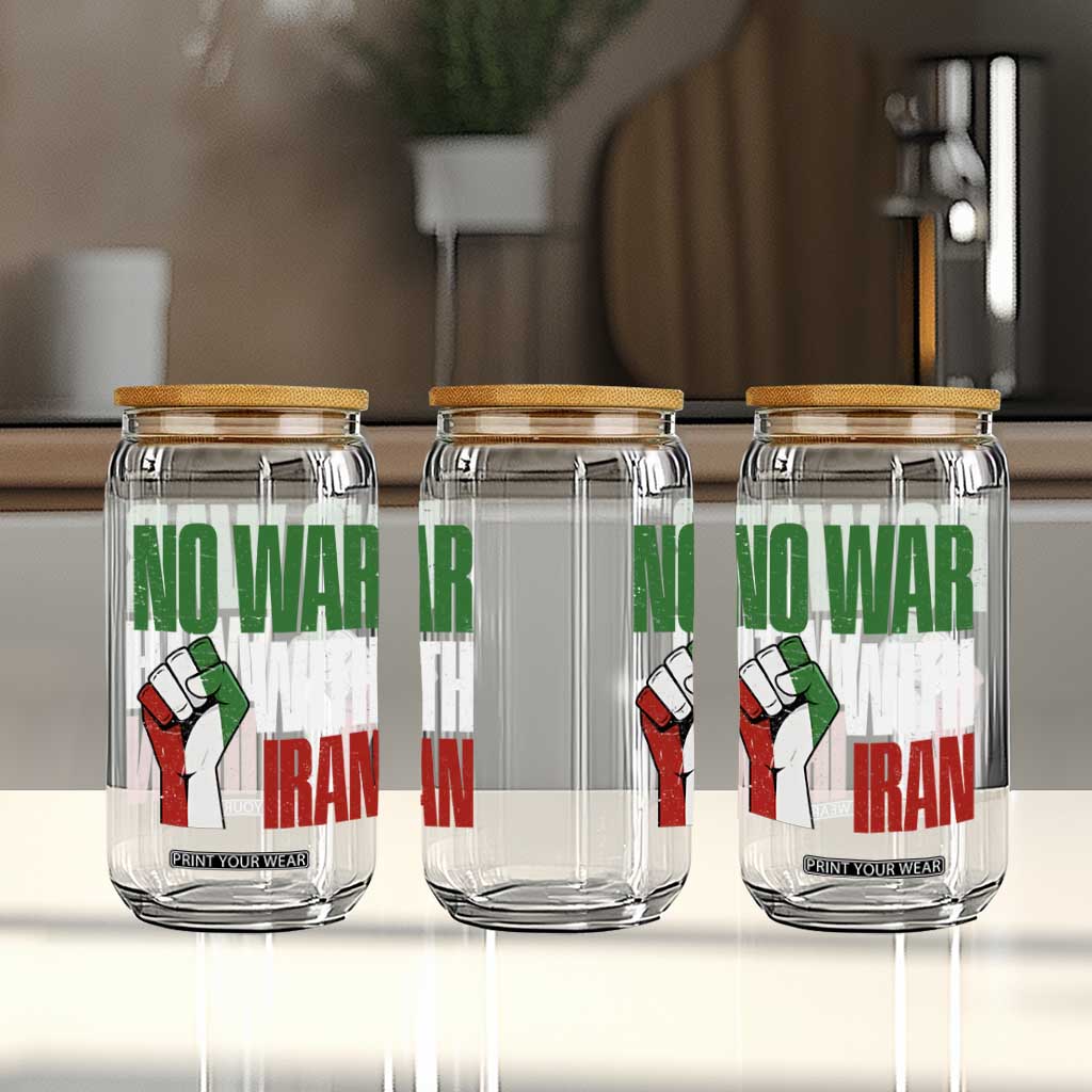 No War With Iran Glass Can Peace Activist Gift TS12 Print Your Wear