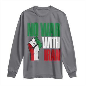 No War With Iran Long Sleeve Shirt Peace Activist Gift TS12 Charcoal Print Your Wear
