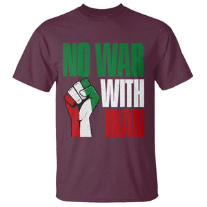 No War With Iran T Shirt Peace Activist Gift TS12 Maroon Print Your Wear