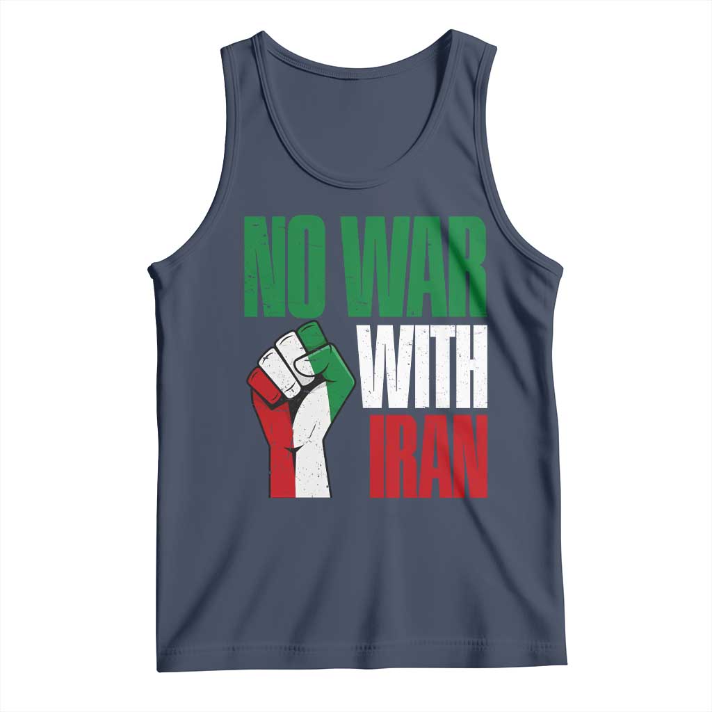 No War With Iran Tank Top Peace Activist Gift TS12 Navy Print Your Wear