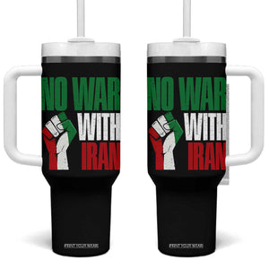 No War With Iran Tumbler With Handle Peace Activist Gift TS12 One Size: 40 oz Black Print Your Wear