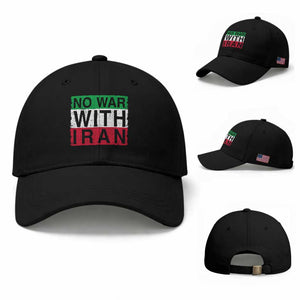 No War With Iran Baseball Cap Solidarity With Iranian People Peace TS12 Baseball Cap Universal Fit Black Print Your Wear