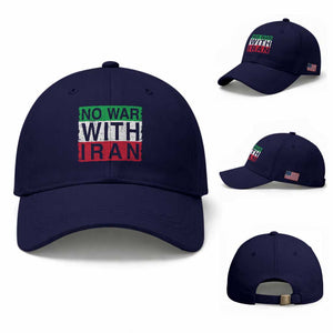 No War With Iran Baseball Cap Solidarity With Iranian People Peace TS12 Baseball Cap Universal Fit Dark Blue Print Your Wear
