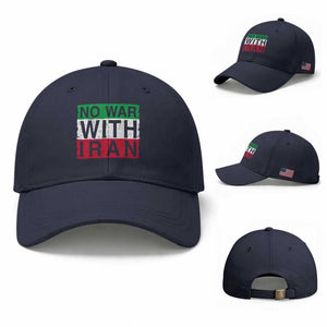 No War With Iran Baseball Cap Solidarity With Iranian People Peace TS12 Baseball Cap Universal Fit Navy Print Your Wear