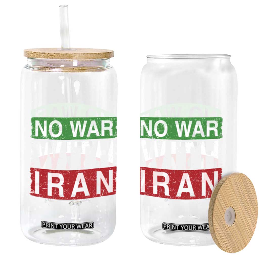 No War With Iran Glass Can Solidarity With Iranian People Peace TS12 Print Your Wear