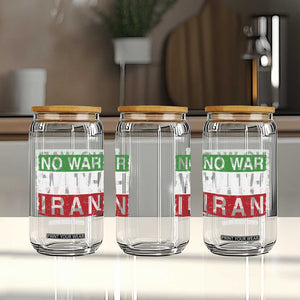 No War With Iran Glass Can Solidarity With Iranian People Peace TS12 Print Your Wear