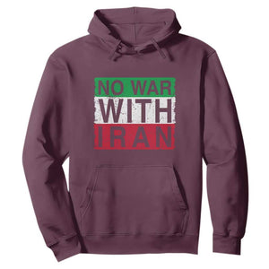 No War With Iran Hoodie Solidarity With Iranian People Peace TS12 Maroon Print Your Wear