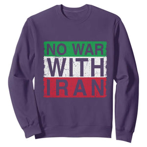 No War With Iran Sweatshirt Solidarity With Iranian People Peace TS12 Purple Print Your Wear