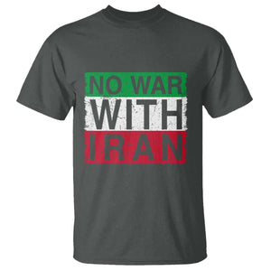 No War With Iran T Shirt Solidarity With Iranian People Peace TS12 Dark Heather Print Your Wear