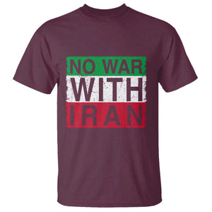 No War With Iran T Shirt Solidarity With Iranian People Peace TS12 Maroon Print Your Wear