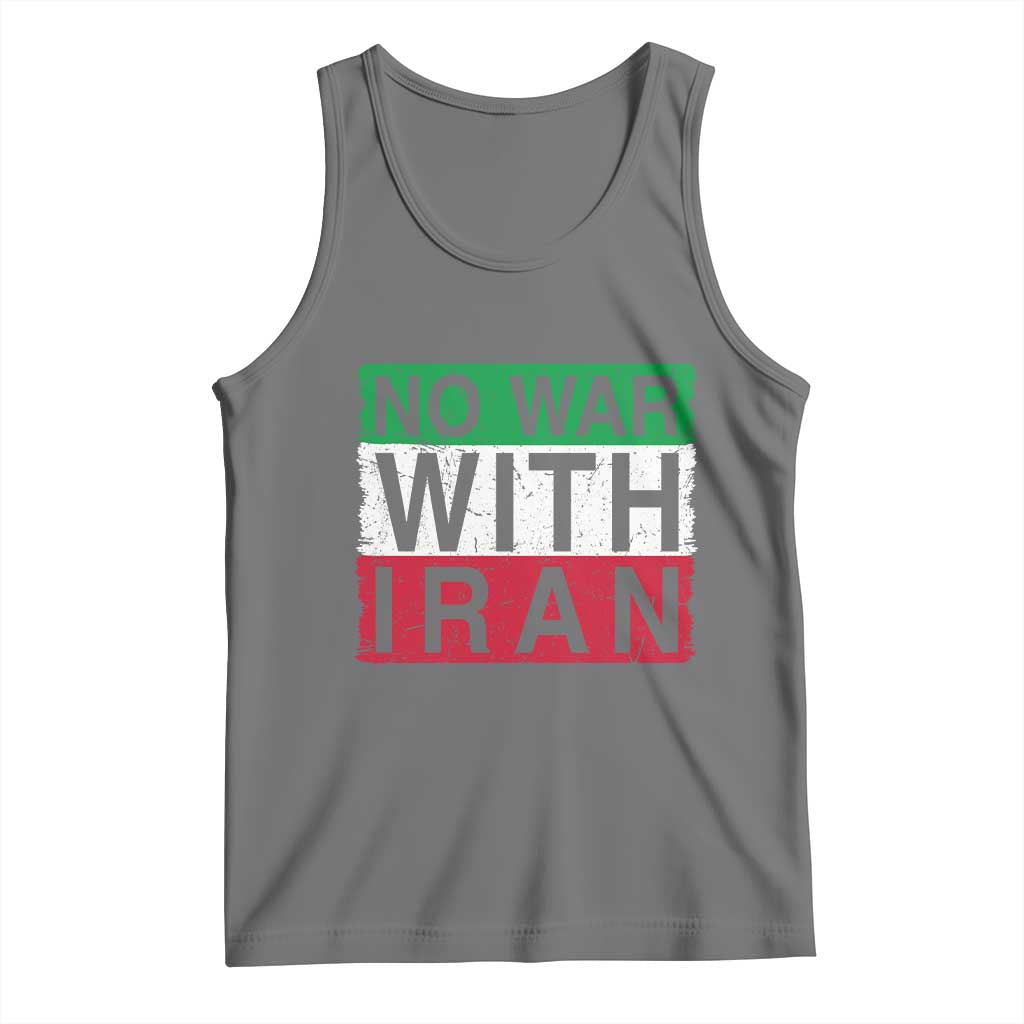 No War With Iran Tank Top Solidarity With Iranian People Peace TS12 Black Heather Print Your Wear