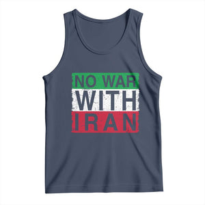 No War With Iran Tank Top Solidarity With Iranian People Peace TS12 Navy Print Your Wear
