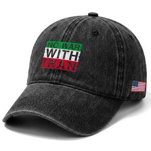No War With Iran Washed Cotton Baseball Cap Solidarity With Iranian People Peace TS12 Print Your Wear