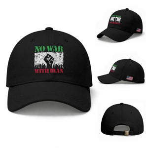 No War With Iran Baseball Cap Free Iran Peace Seeker Gift TS12 Baseball Cap Universal Fit Black Print Your Wear