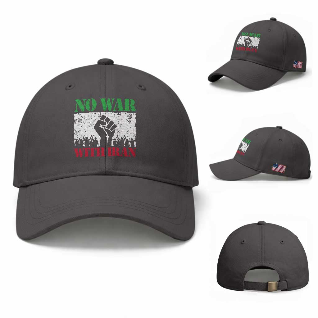 No War With Iran Baseball Cap Free Iran Peace Seeker Gift TS12 Baseball Cap Universal Fit Dark Gray Print Your Wear