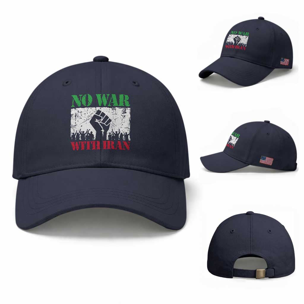 No War With Iran Baseball Cap Free Iran Peace Seeker Gift TS12 Baseball Cap Universal Fit Navy Print Your Wear