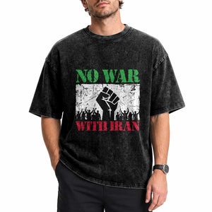 No War With Iran Washed Cotton T-Shirt Free Iran Peace Seeker Gift