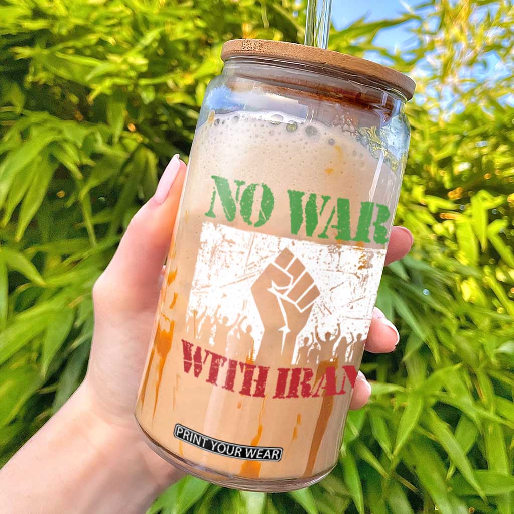 No War With Iran Glass Can Free Iran Peace Seeker Gift TS12 Black Print Your Wear