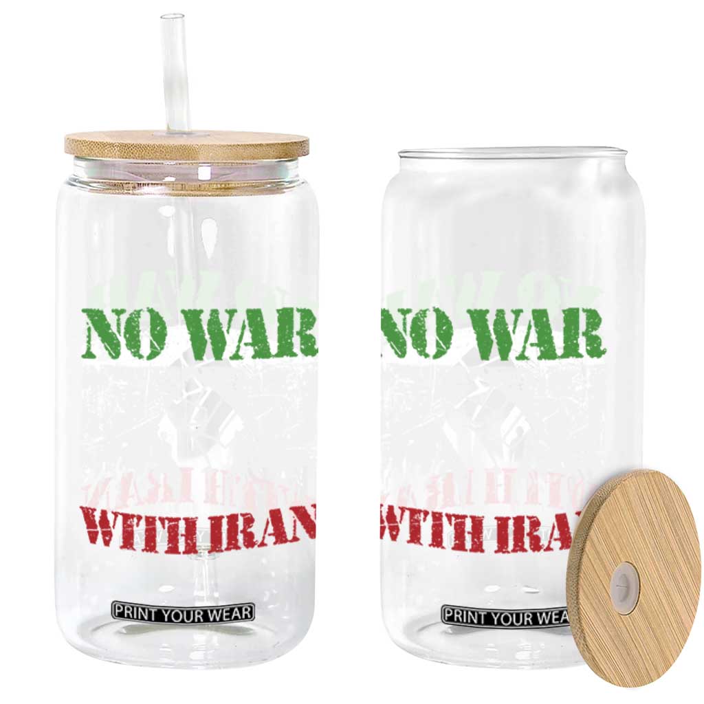 No War With Iran Glass Can Free Iran Peace Seeker Gift TS12 Print Your Wear