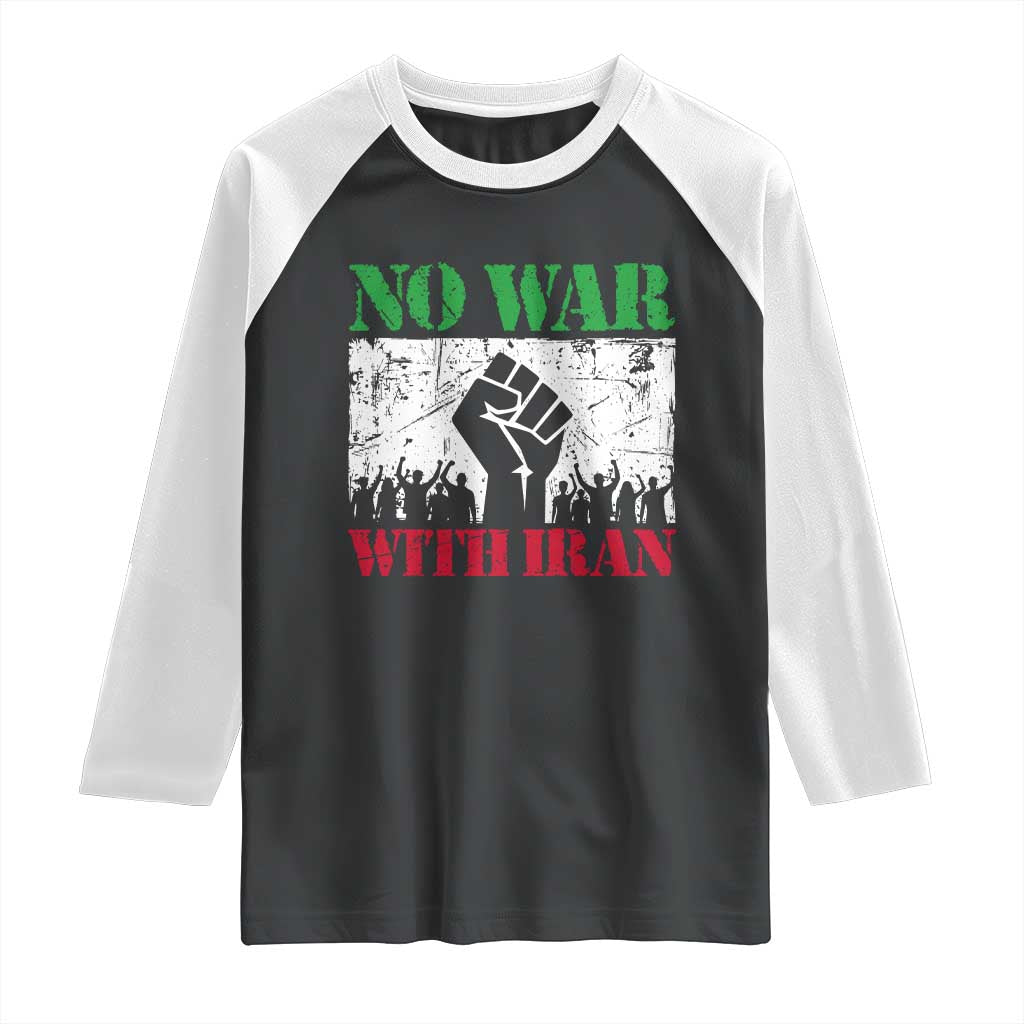 No War With Iran Raglan Shirt Free Iran Peace Seeker Gift TS12 Black White Print Your Wear
