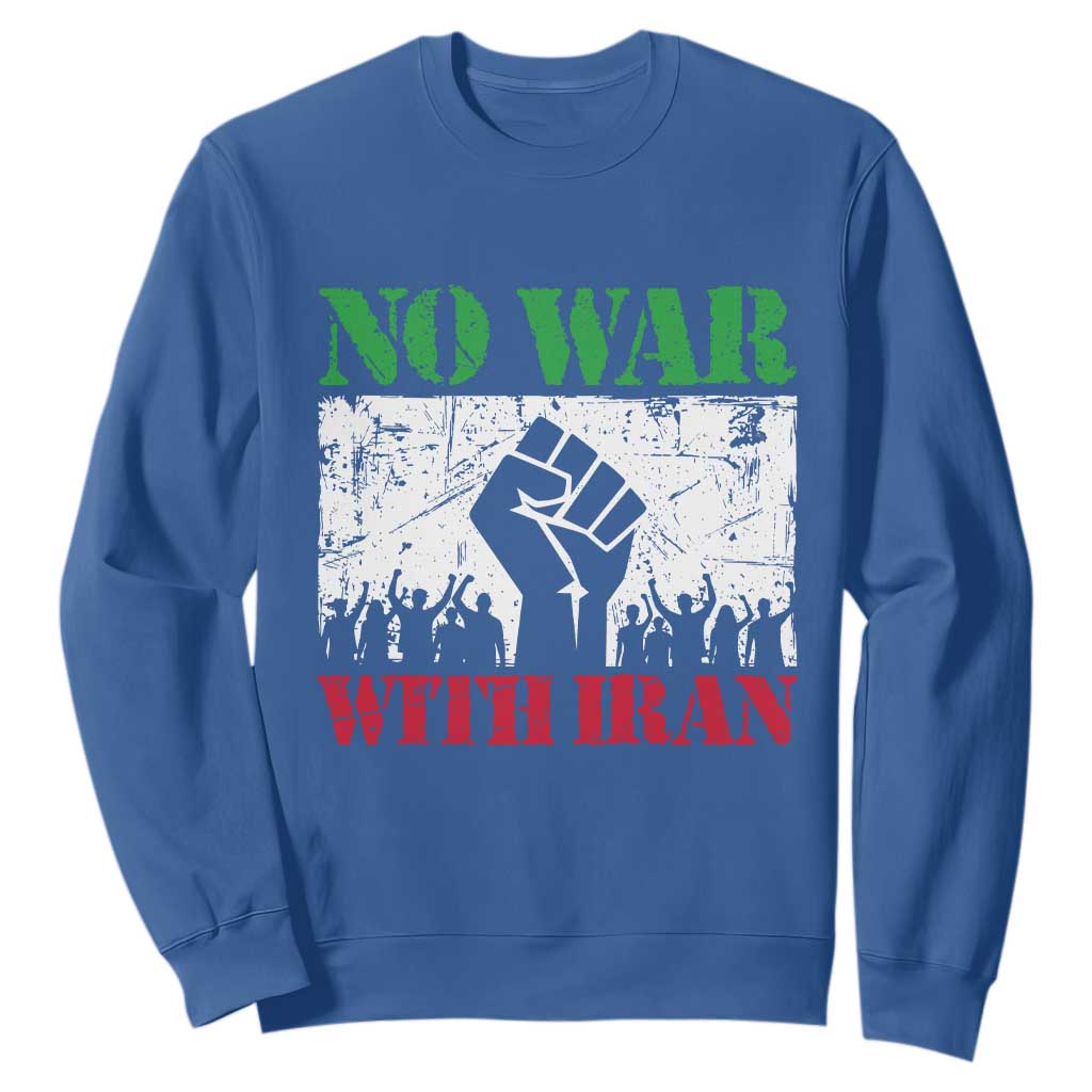 No War With Iran Sweatshirt Free Iran Peace Seeker Gift TS12 Royal Blue Print Your Wear