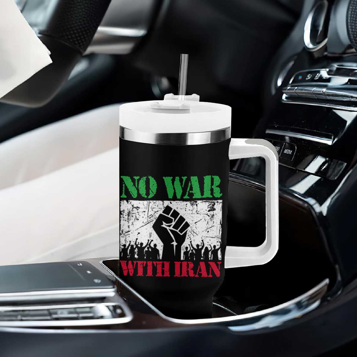 No War With Iran Tumbler With Handle Free Iran Peace Seeker Gift TS12 Print Your Wear