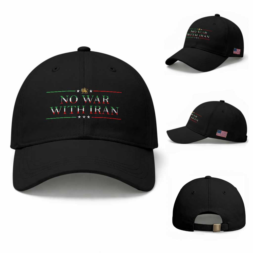 No War With Iran Peace Statement Gift Baseball Cap TS12 Baseball Cap Universal Fit Black Print Your Wear