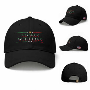 No War With Iran Peace Statement Gift Baseball Cap TS12 Baseball Cap Universal Fit Black Print Your Wear