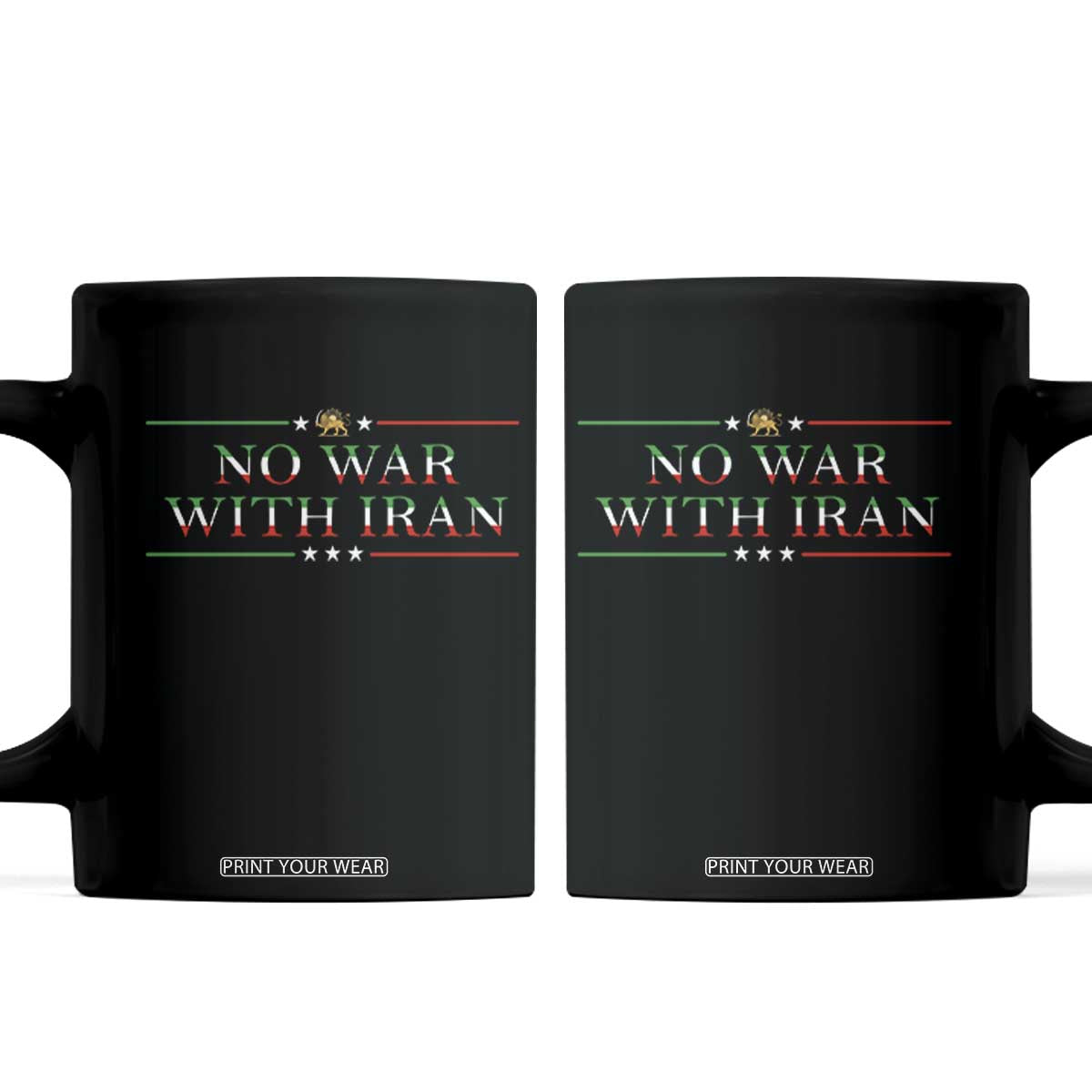 No War With Iran Peace Statement Gift Coffee Mug TS12 Black Print Your Wear