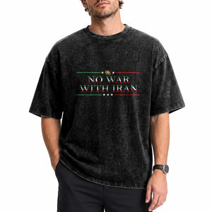 No War With Iran Peace Statement Gift Washed Cotton T-Shirt