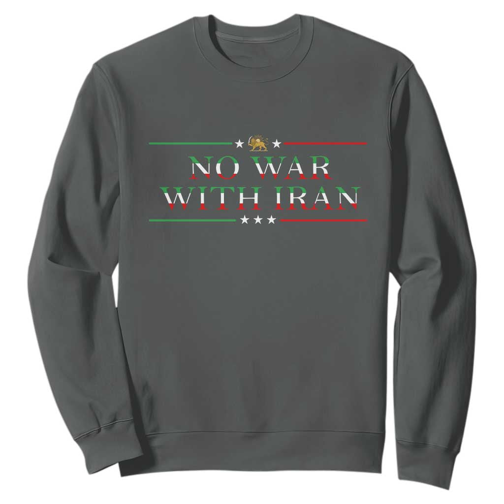 No War With Iran Peace Statement Gift Sweatshirt TS12 Dark Heather Print Your Wear