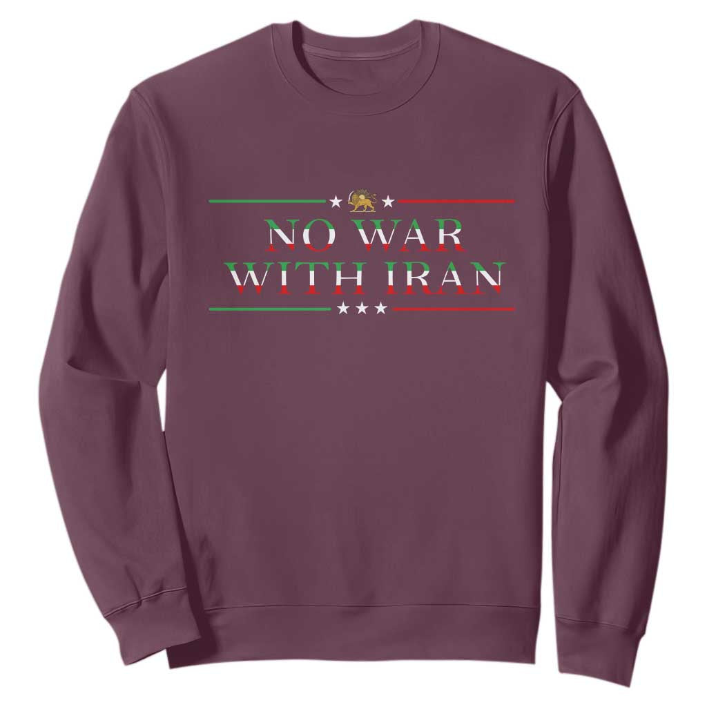 No War With Iran Peace Statement Gift Sweatshirt TS12 Maroon Print Your Wear