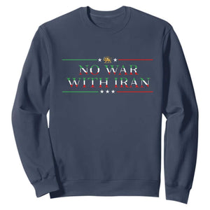 No War With Iran Peace Statement Gift Sweatshirt TS12 Navy Print Your Wear