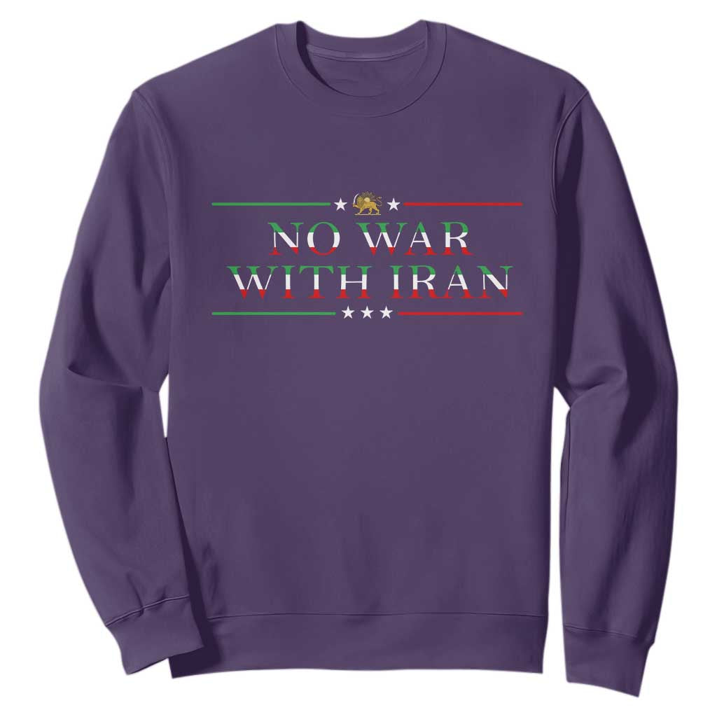 No War With Iran Peace Statement Gift Sweatshirt TS12 Purple Print Your Wear
