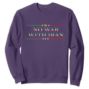 No War With Iran Peace Statement Gift Sweatshirt TS12 Purple Print Your Wear
